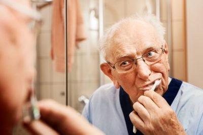 Senior in the bathroom